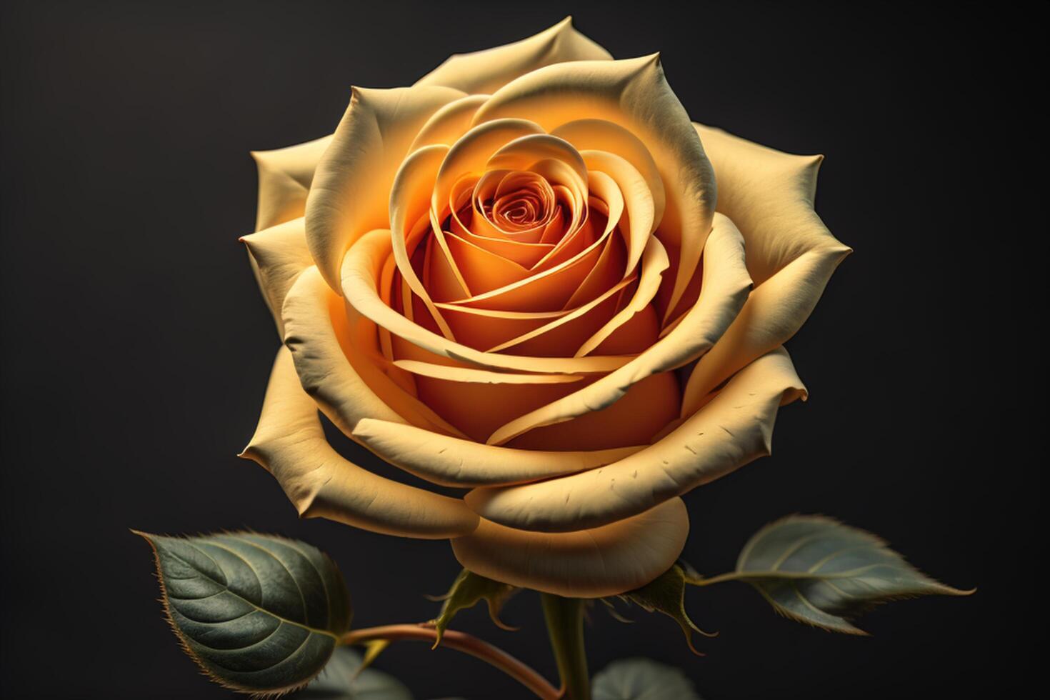 Beautiful yellow rose on dark background, closeup. photo