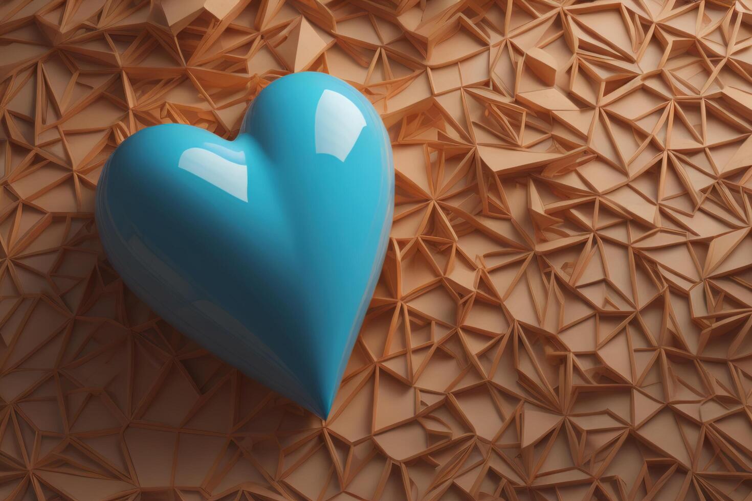 Blue heart on the background of geometric shapes. photo