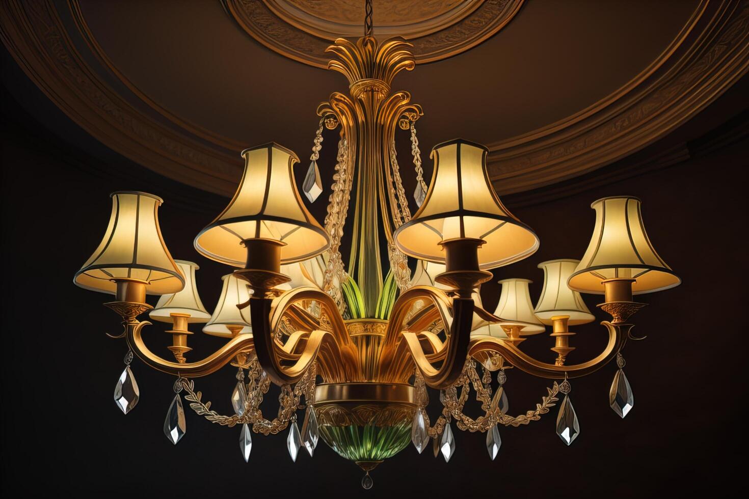Classic chandelier in dark room. photo