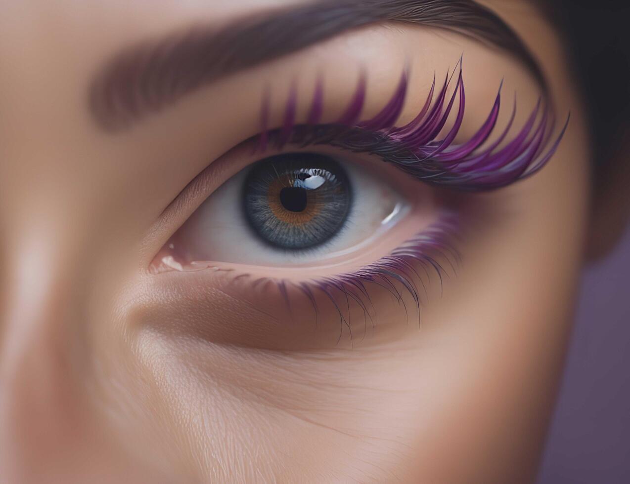 Close-up shot of beautiful woman's eye with long eyelashes. photo