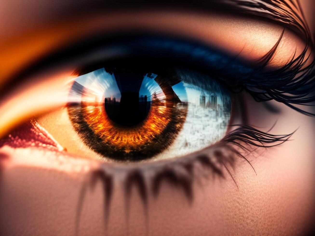 Close up of beautiful woman's eye. Macro shot. photo