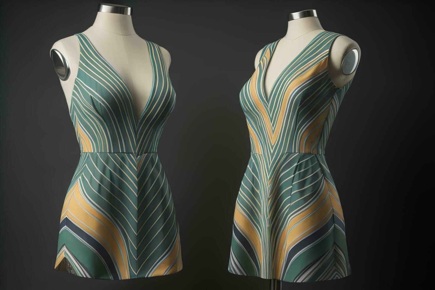 Fashionable dress on a mannequin in a studio. generative ai photo