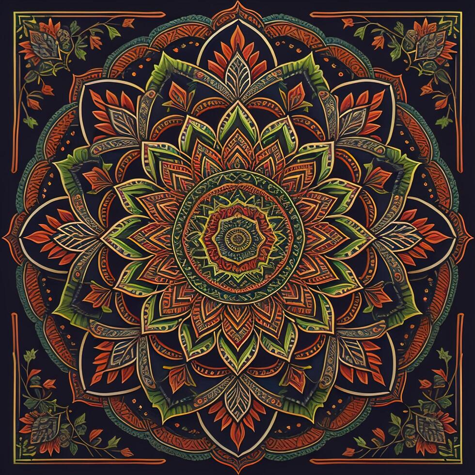 Mandala. Ethnic decorative element. Hand drawn backdrop. Islam, Arabic, Indian, ottoman motifs. Boho style. photo