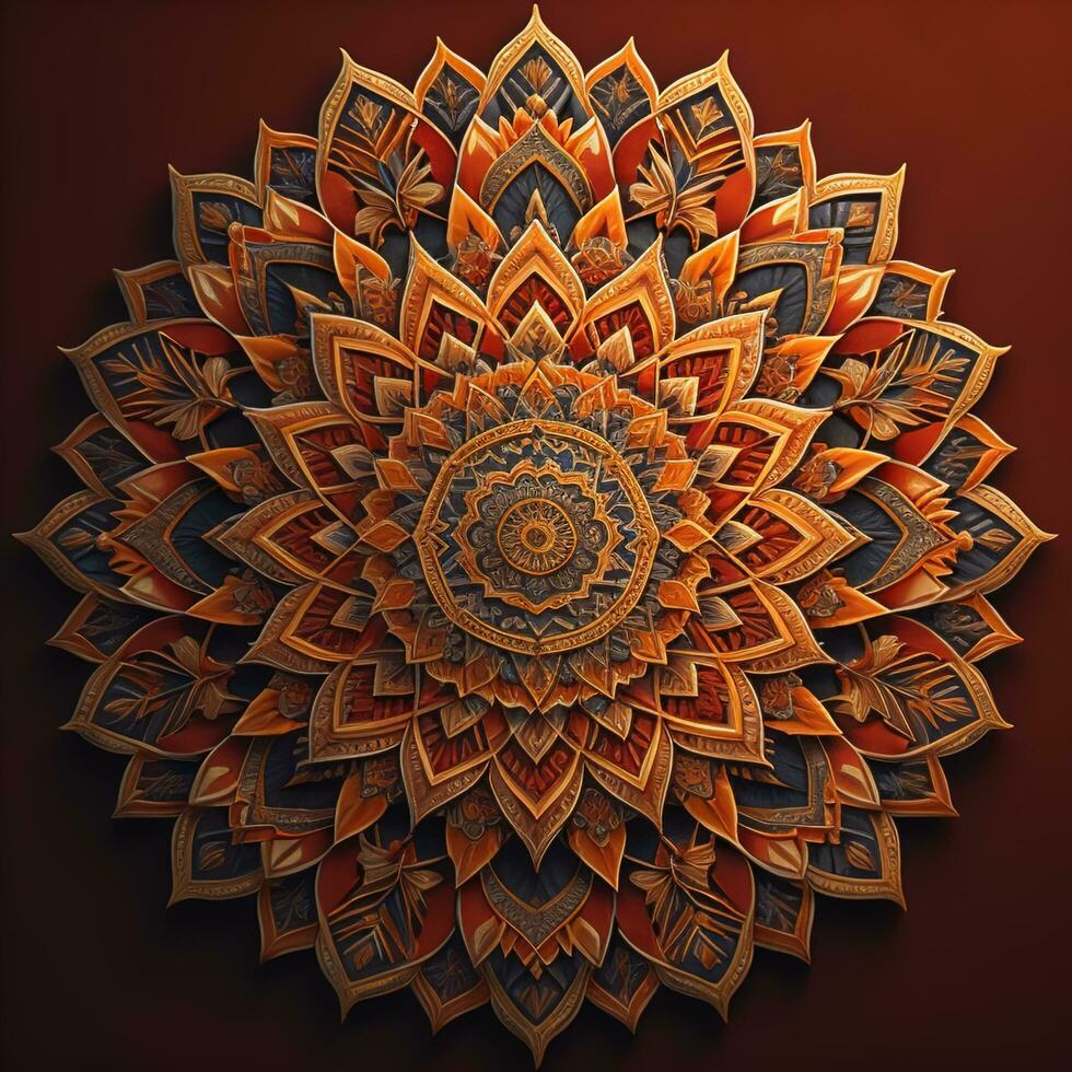 Mandala. Ethnic decorative elements. Hand drawn background. Islam, Arabic, Indian, ottoman motifs. generative ai photo