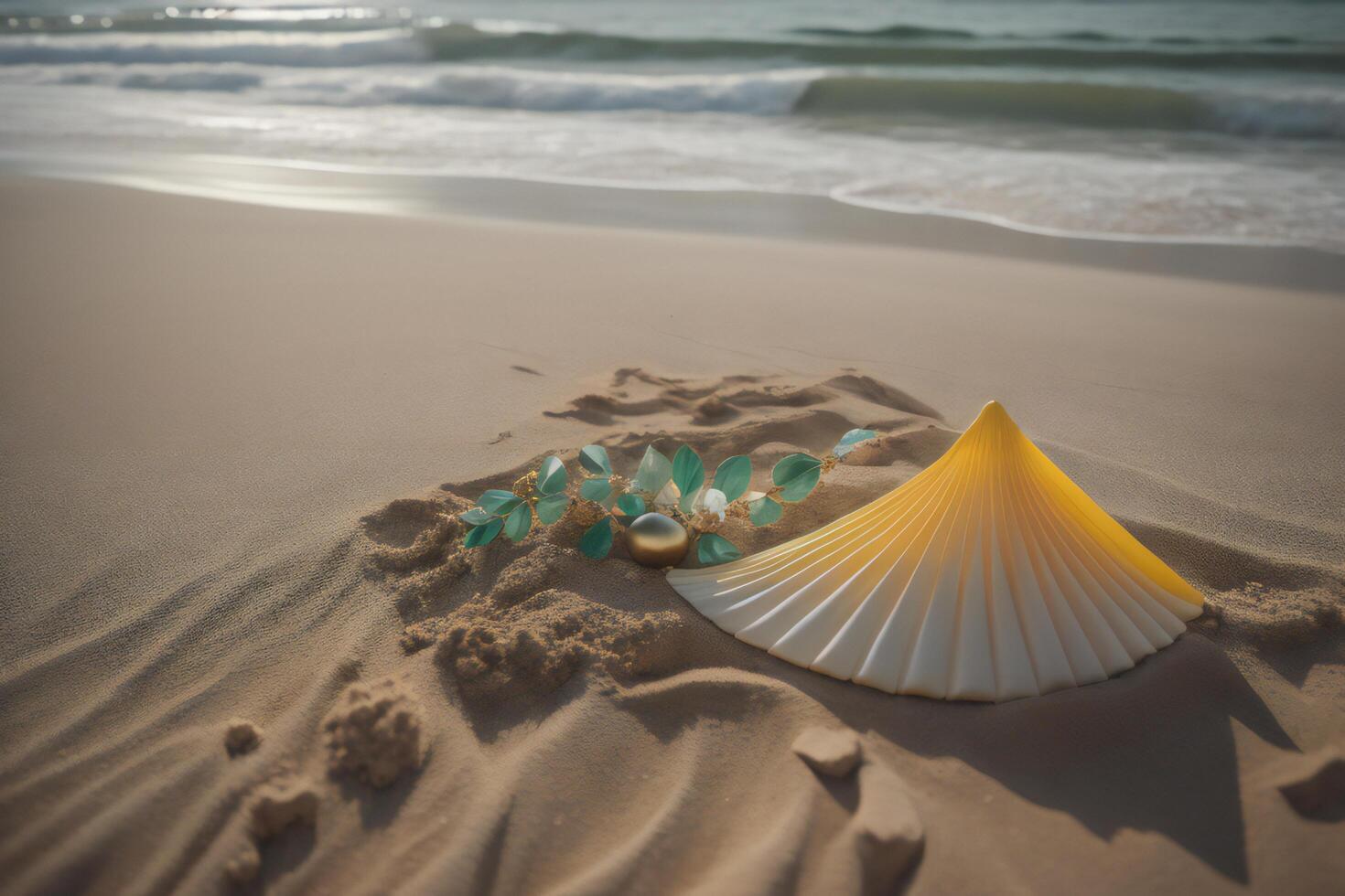 Shells on the beach. Sea and sand background. Vintage tone. photo
