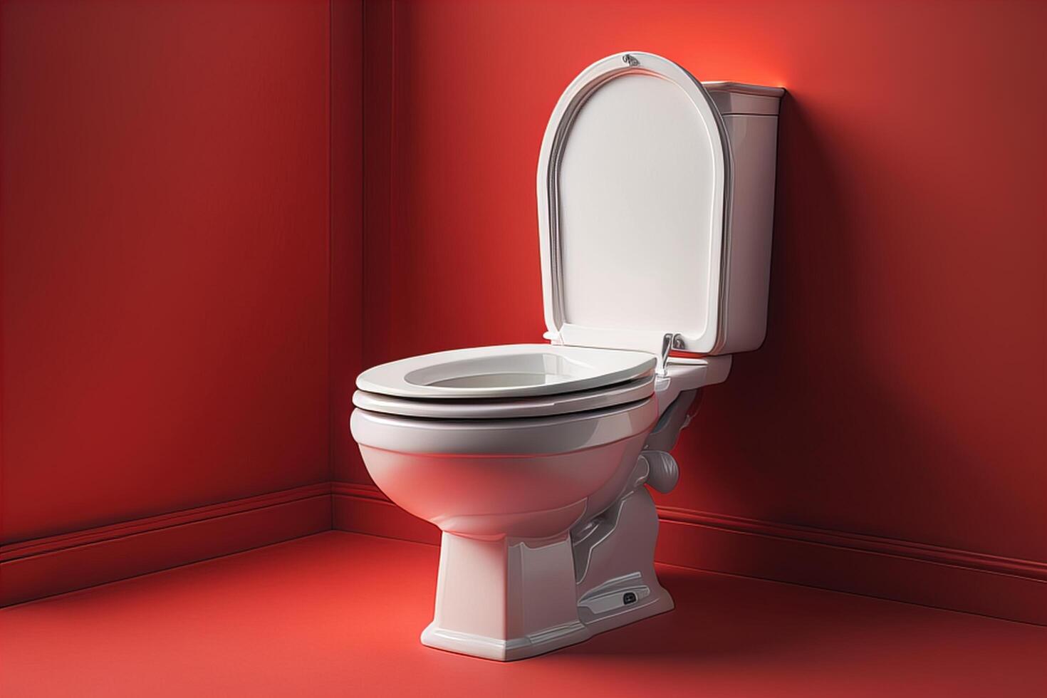 White toilet bowl in the red room. photo