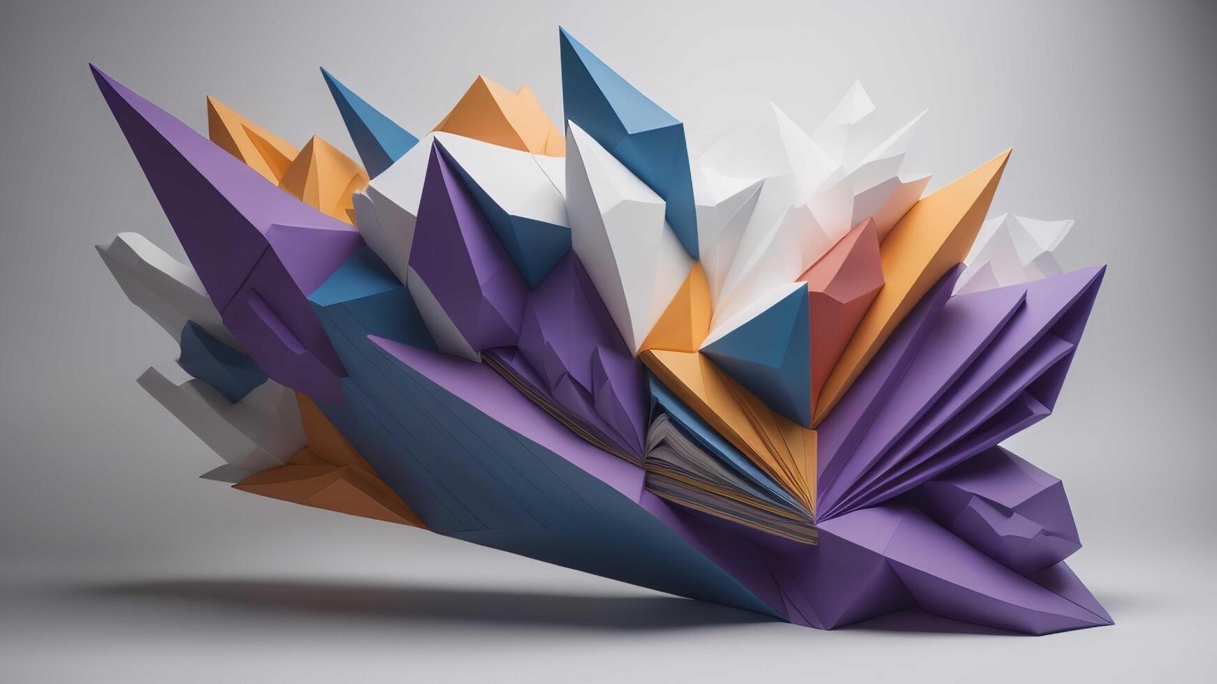 colorful origami paper planes on gray background. photo