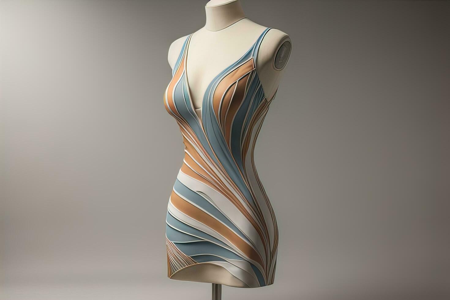 Women's dress on a mannequin in a fashion store. ai generative photo