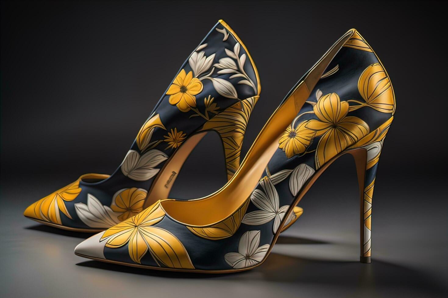 High heel women shoes on a solid colour background. ai generative photo