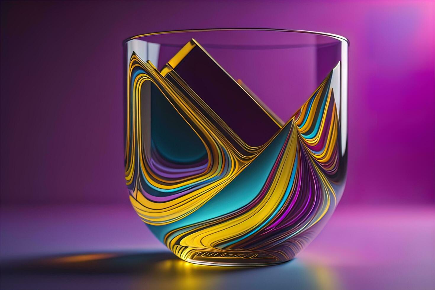 Colorful glass pot on a dark background. ai generative photo