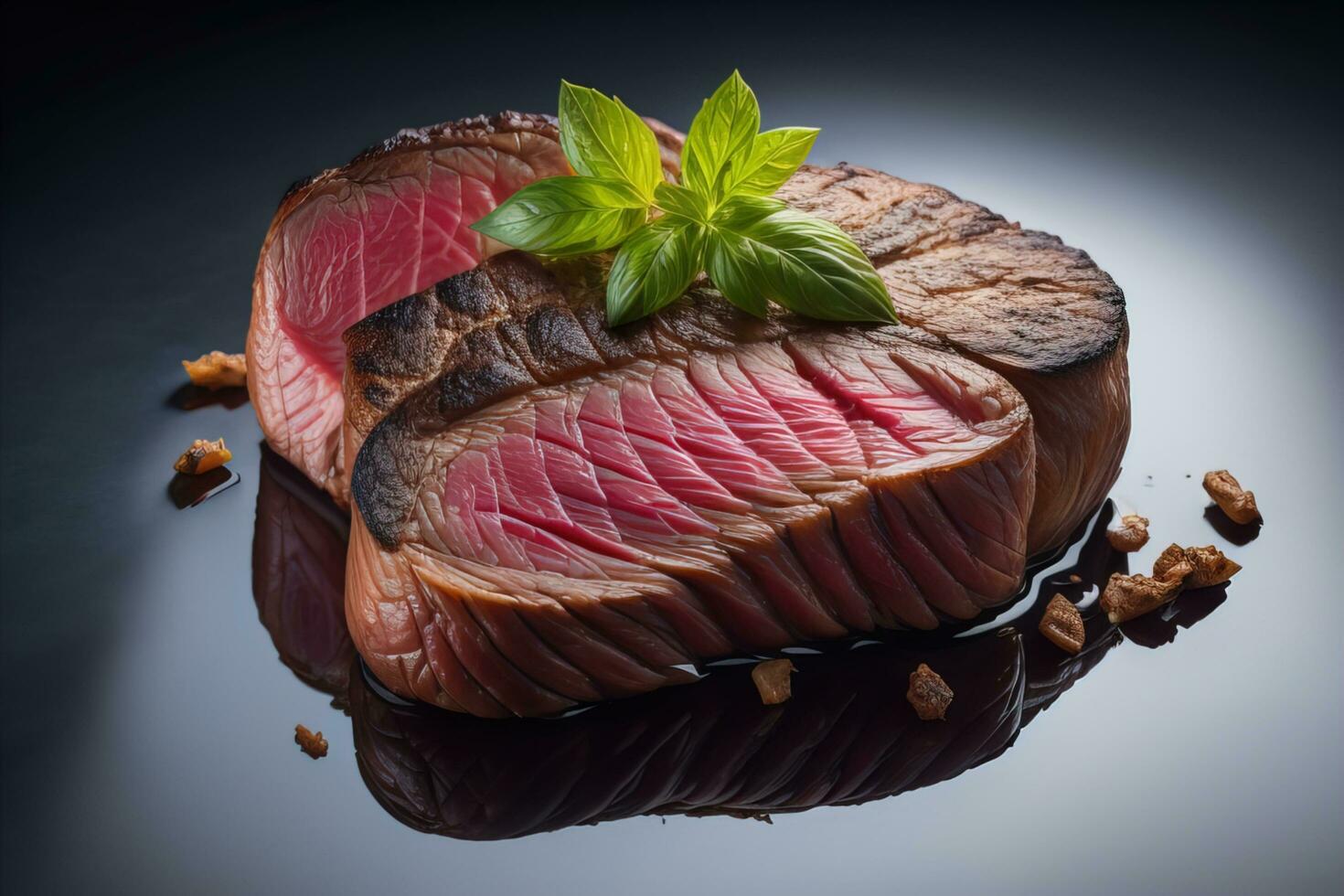 Raw beef sirloin steak with ingredients for cooking on wooden background. ai generative photo