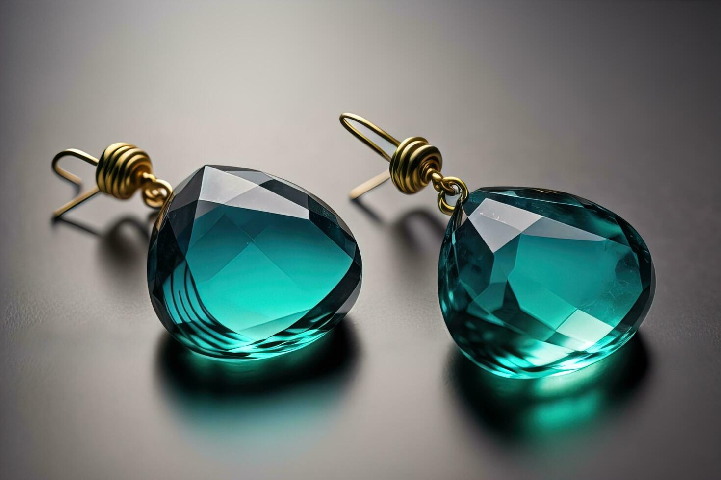 Glass earrings on a dark background close-up. ai generative photo