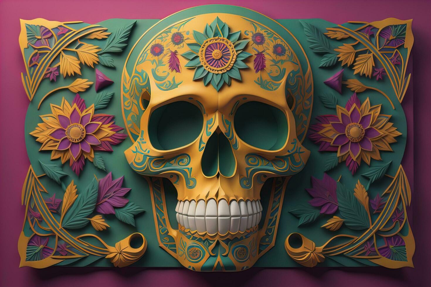 Day of the Dead sugar skull. Mexican sugar skull. ai generative photo