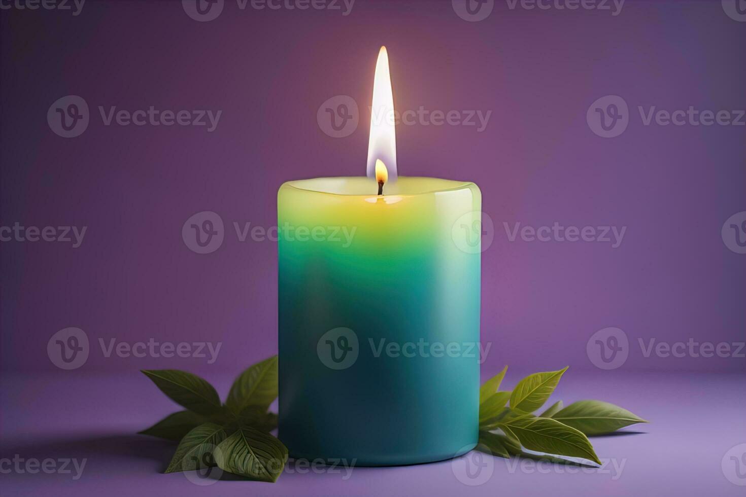 Creative burning candle on a wooden background. ai generative photo