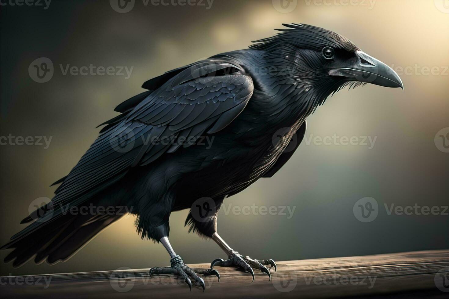 Close up portrait of a black raven, Corvus corax. ai generative photo
