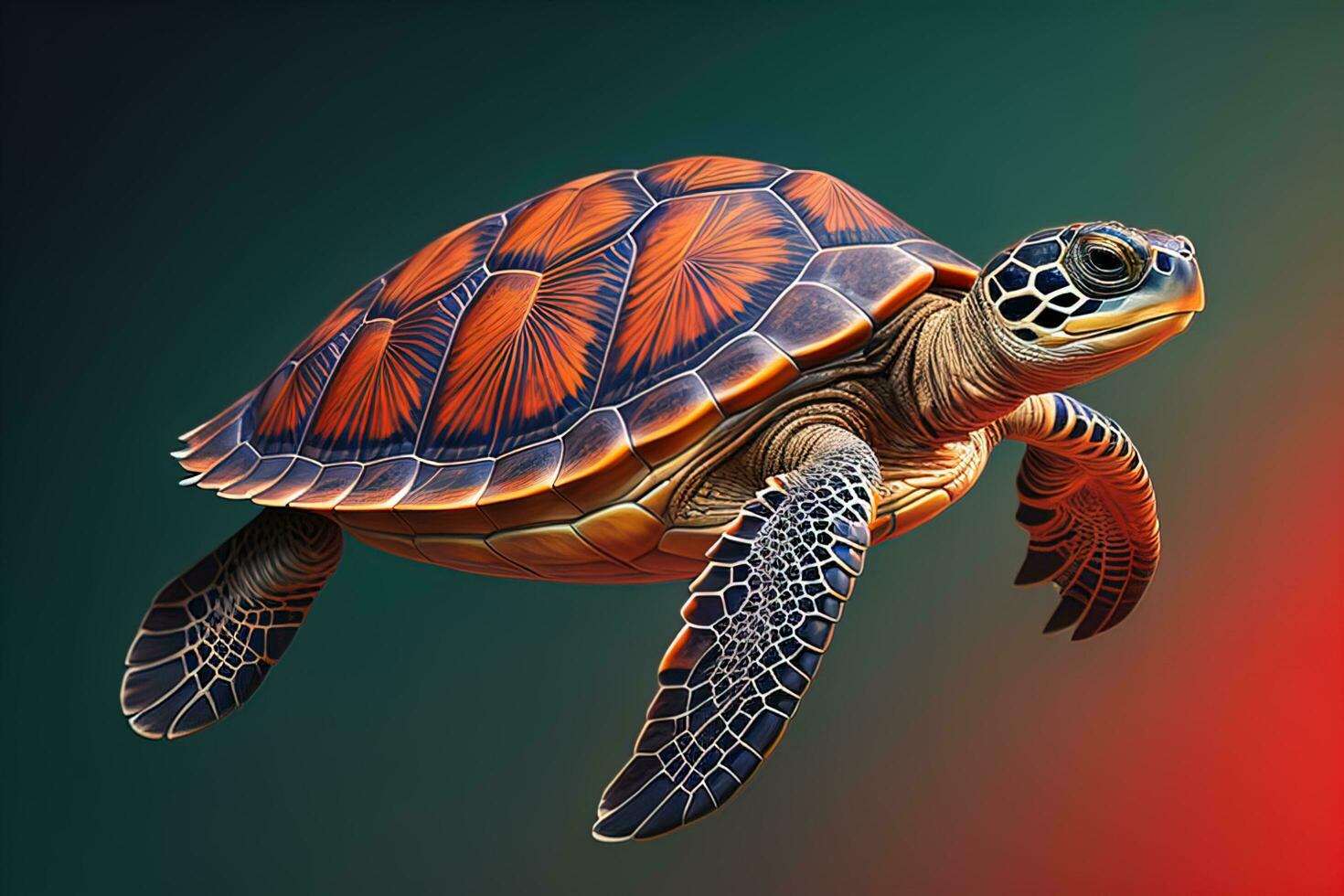 a sea turtle isolated on solid color background. ai generative photo