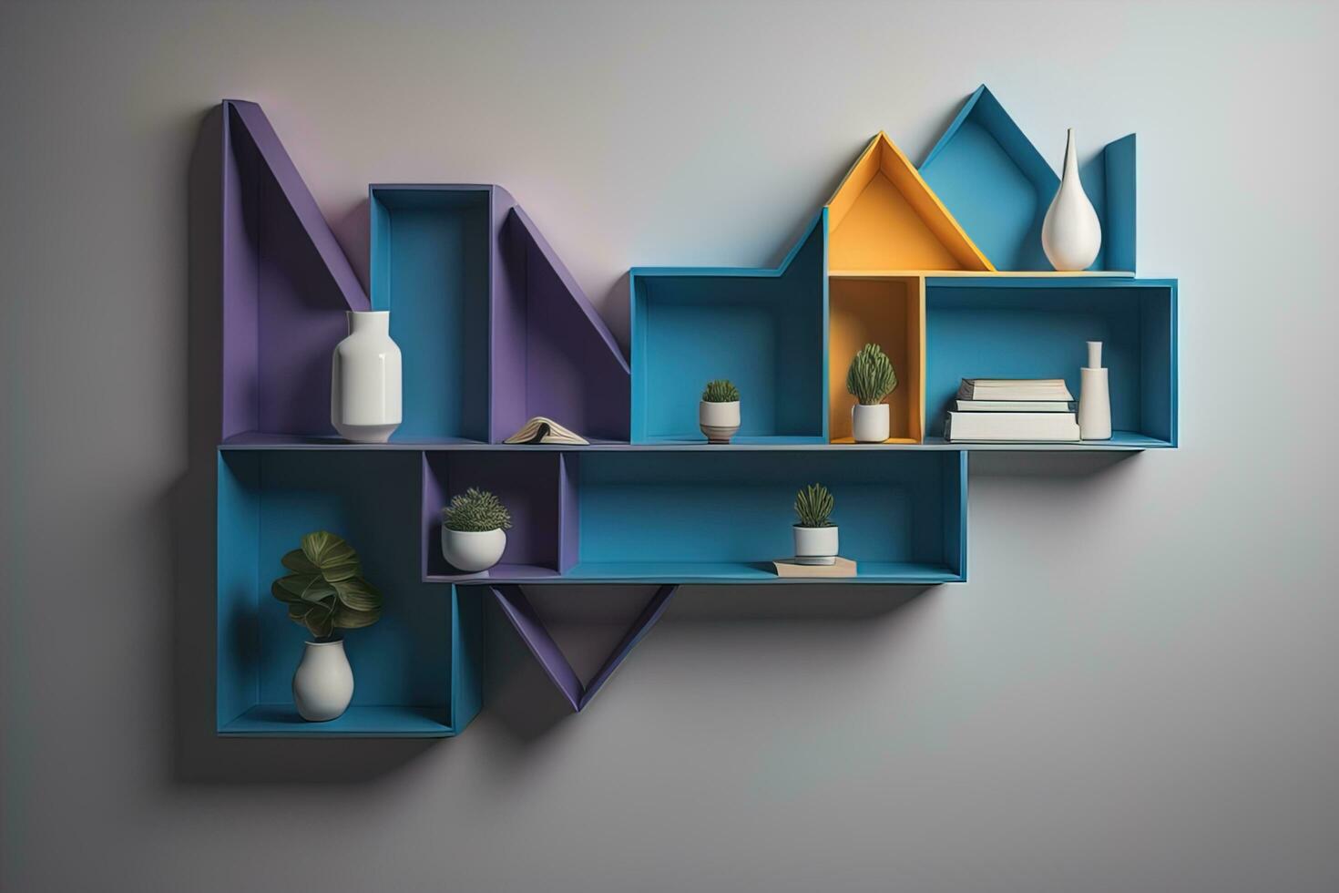 Bookshelf in scandinavian interior. ai generative photo