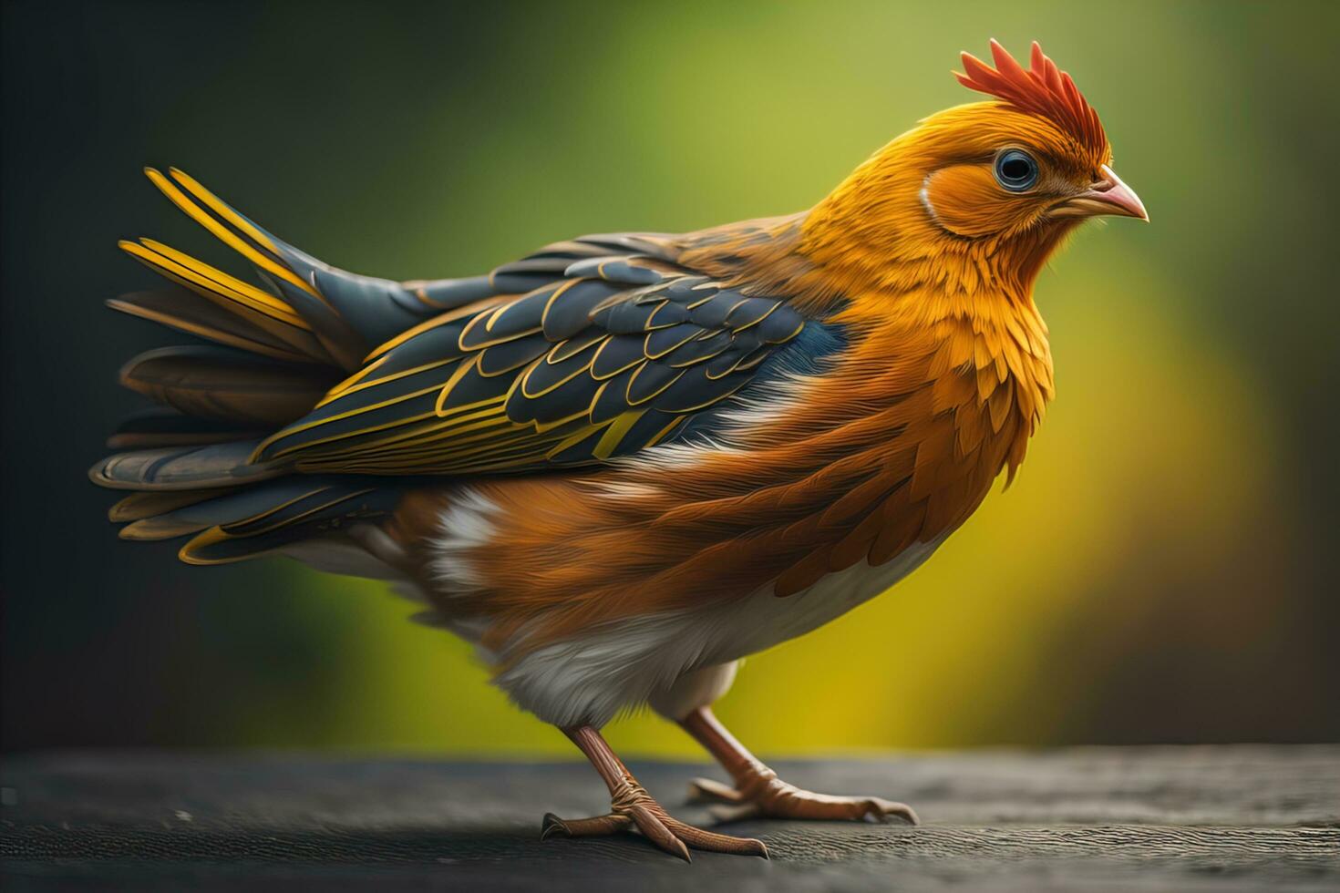 Colorful chicken on a solid color background, studio photo. ai generative photo