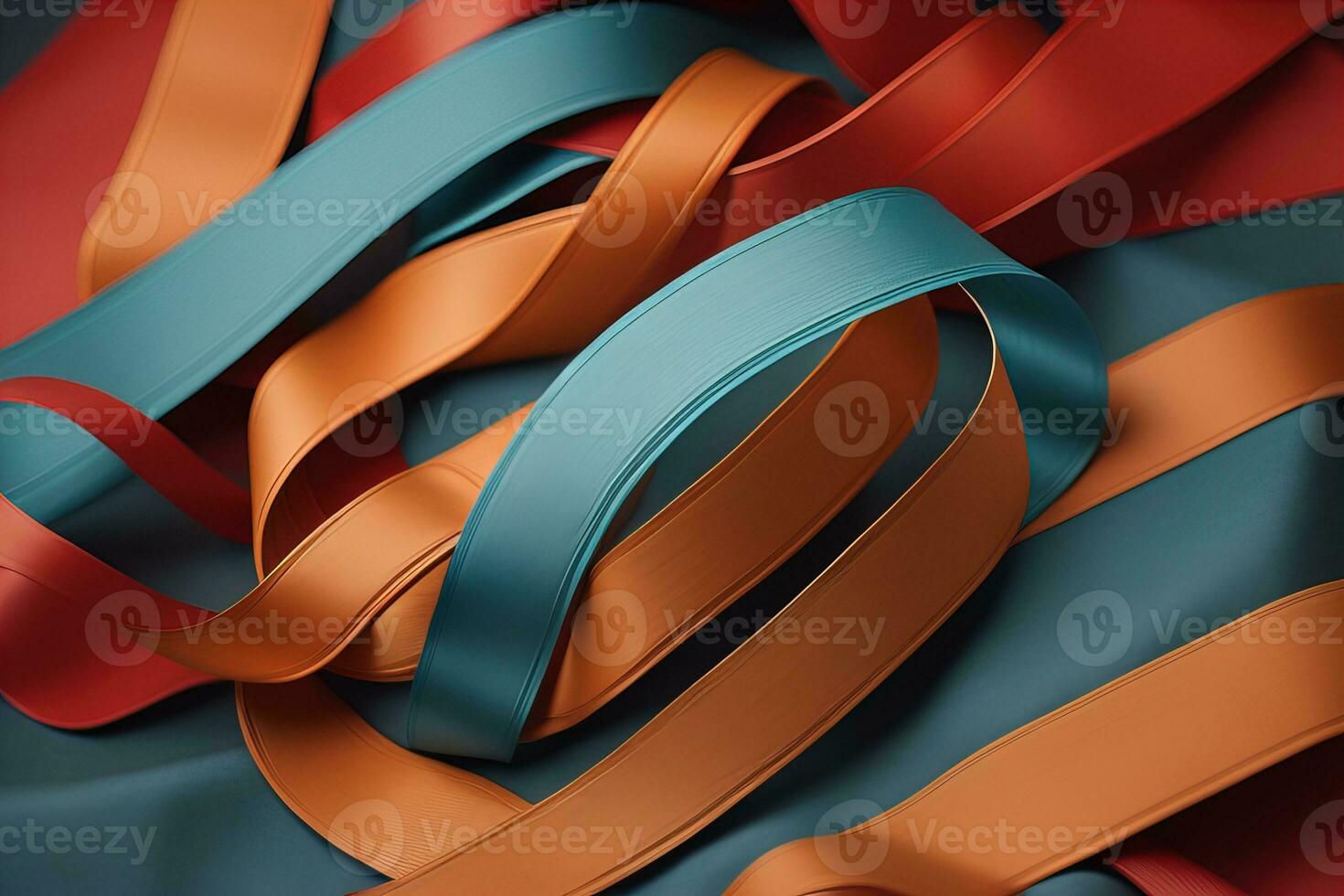 Shiny satin ribbon in brown color isolated on white background. ai generative photo
