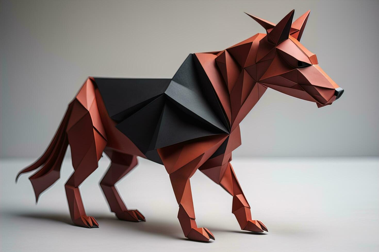 Paper origami animal isolated on solid color background. ai generative photo