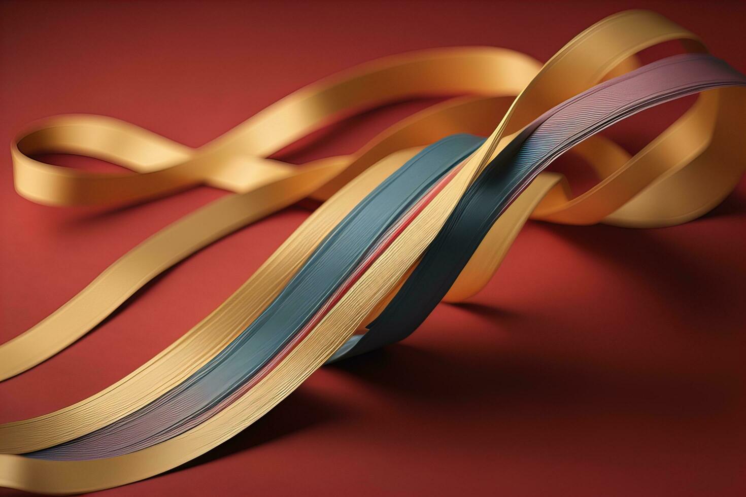 Shiny satin ribbon in brown color isolated on white background. ai generative photo