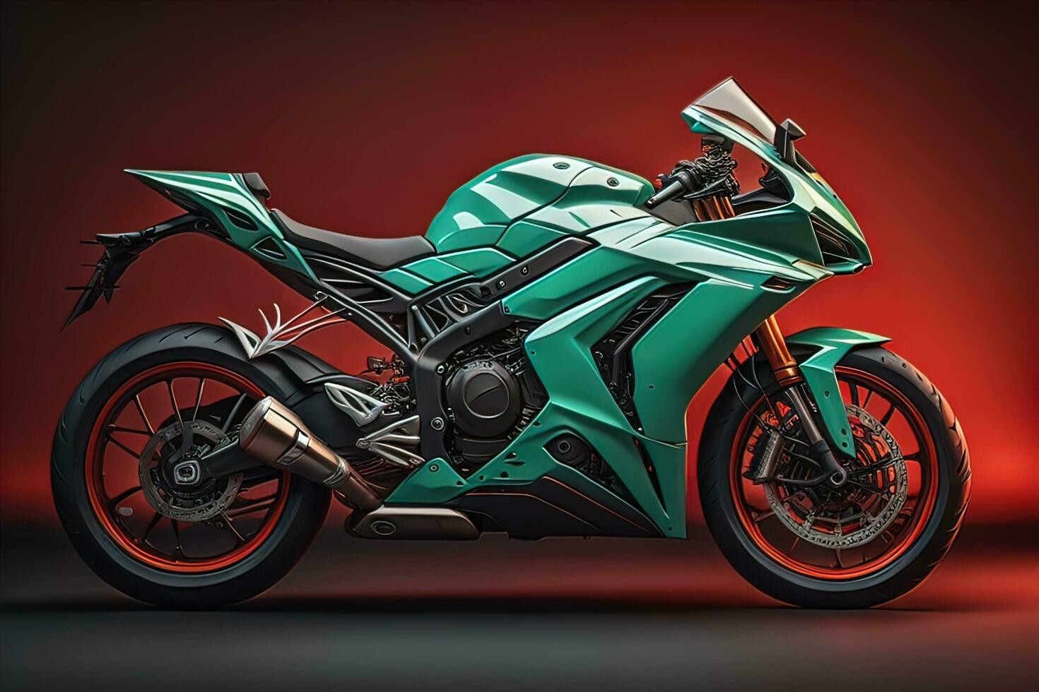 Modern powerful sports motorcycle on a colorful background. ai generative photo