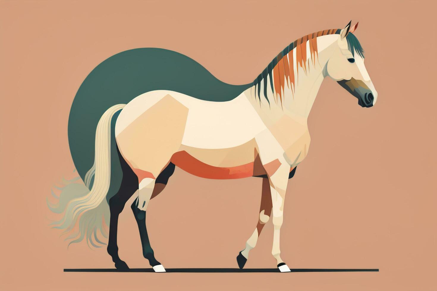 brown-and-white-horse-standing-vector-illustration-ai-generative