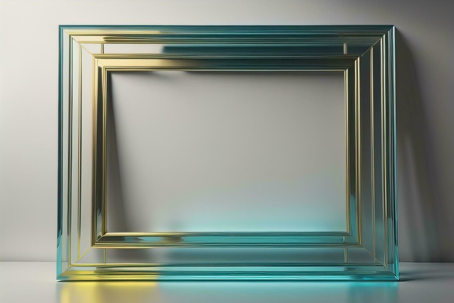 Glass picture frame on a solid color background. ai generative photo