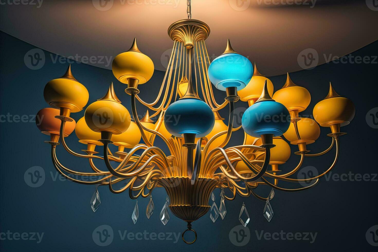 Luxury chandelier isolated on dark background. ai generative photo
