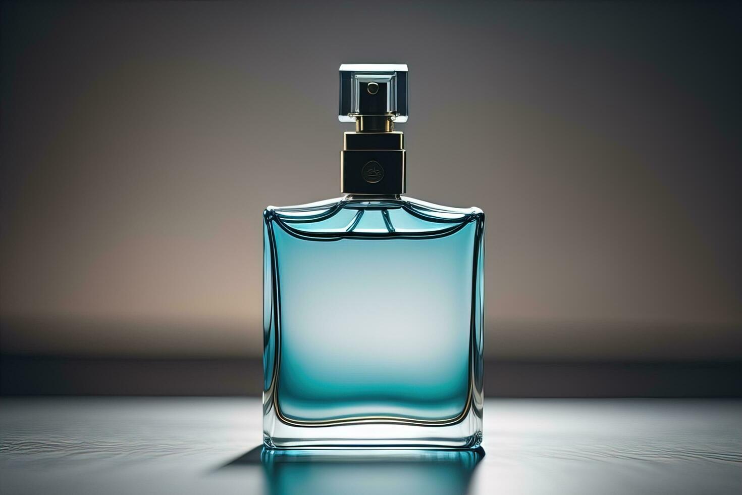 Creative and brandless Perfume bottle and flower on the wooden table, closeup. ai generative photo