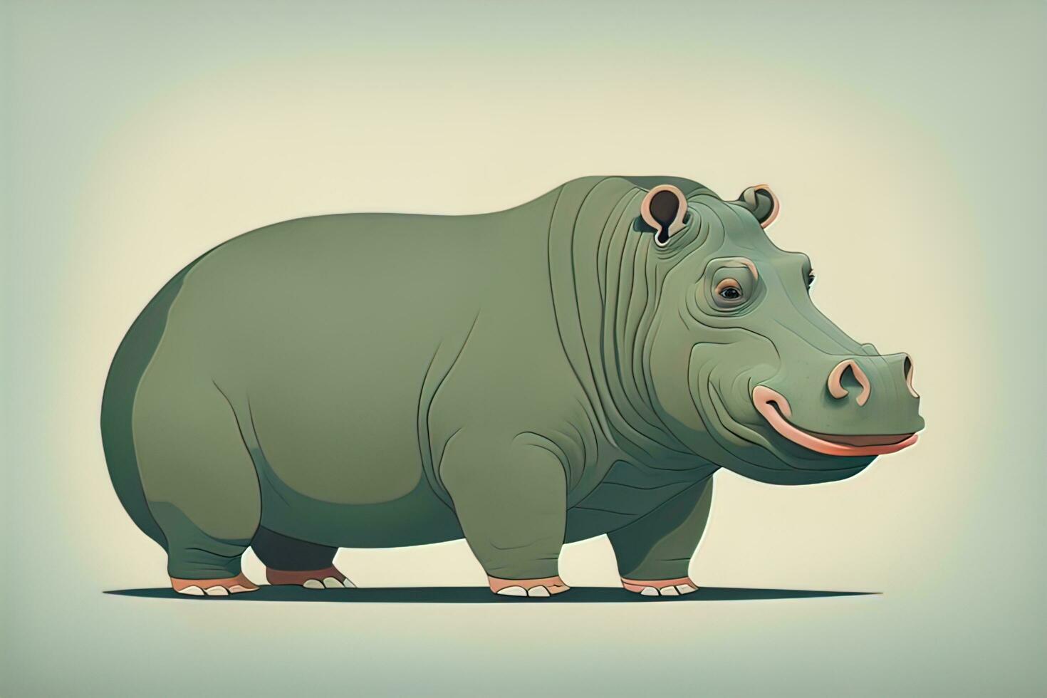 Hippopotamus standing on its hind legs. Vector illustration. ai generative photo