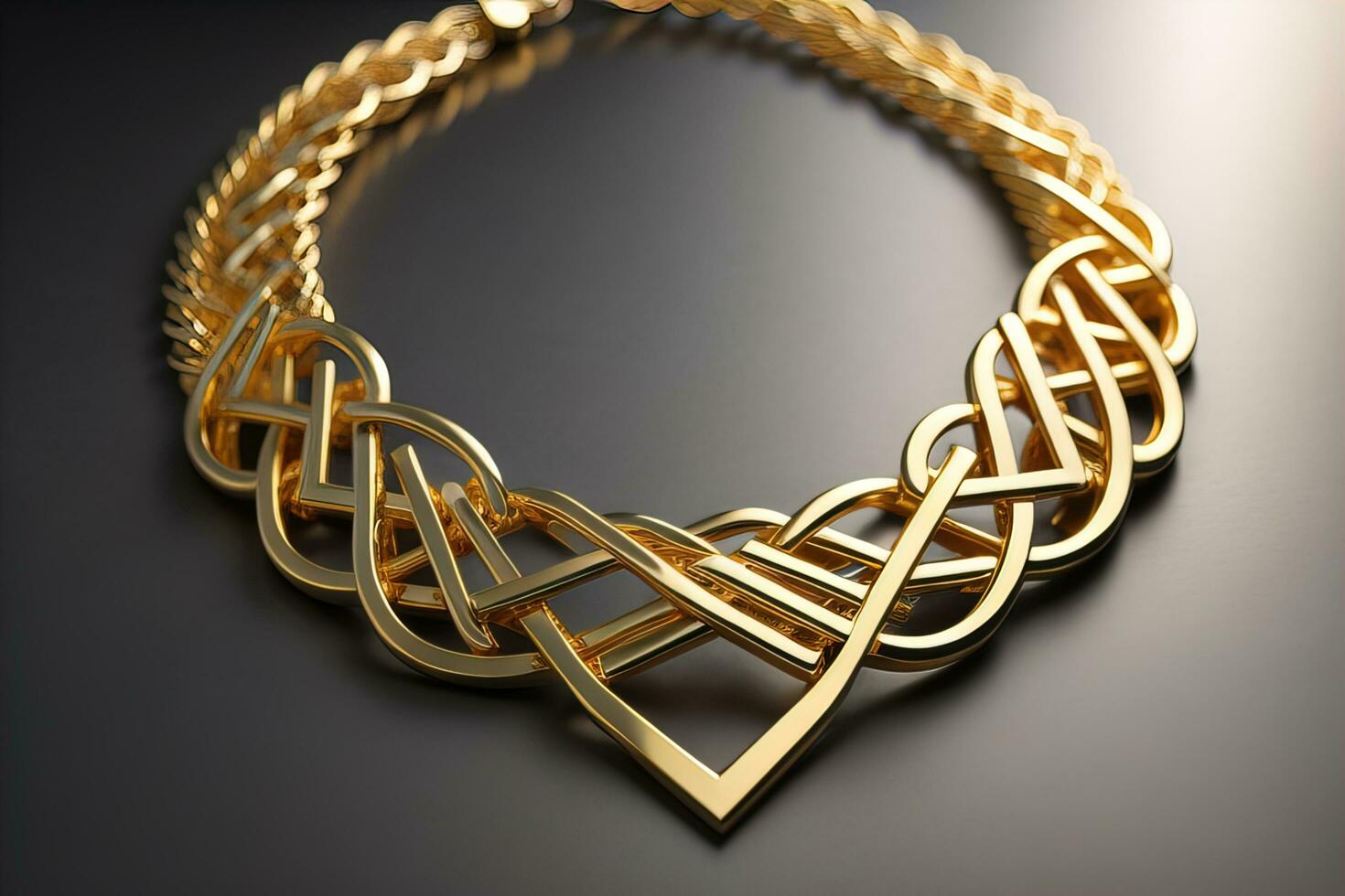 Gold necklace on a mannequin on a black background. ai generative photo