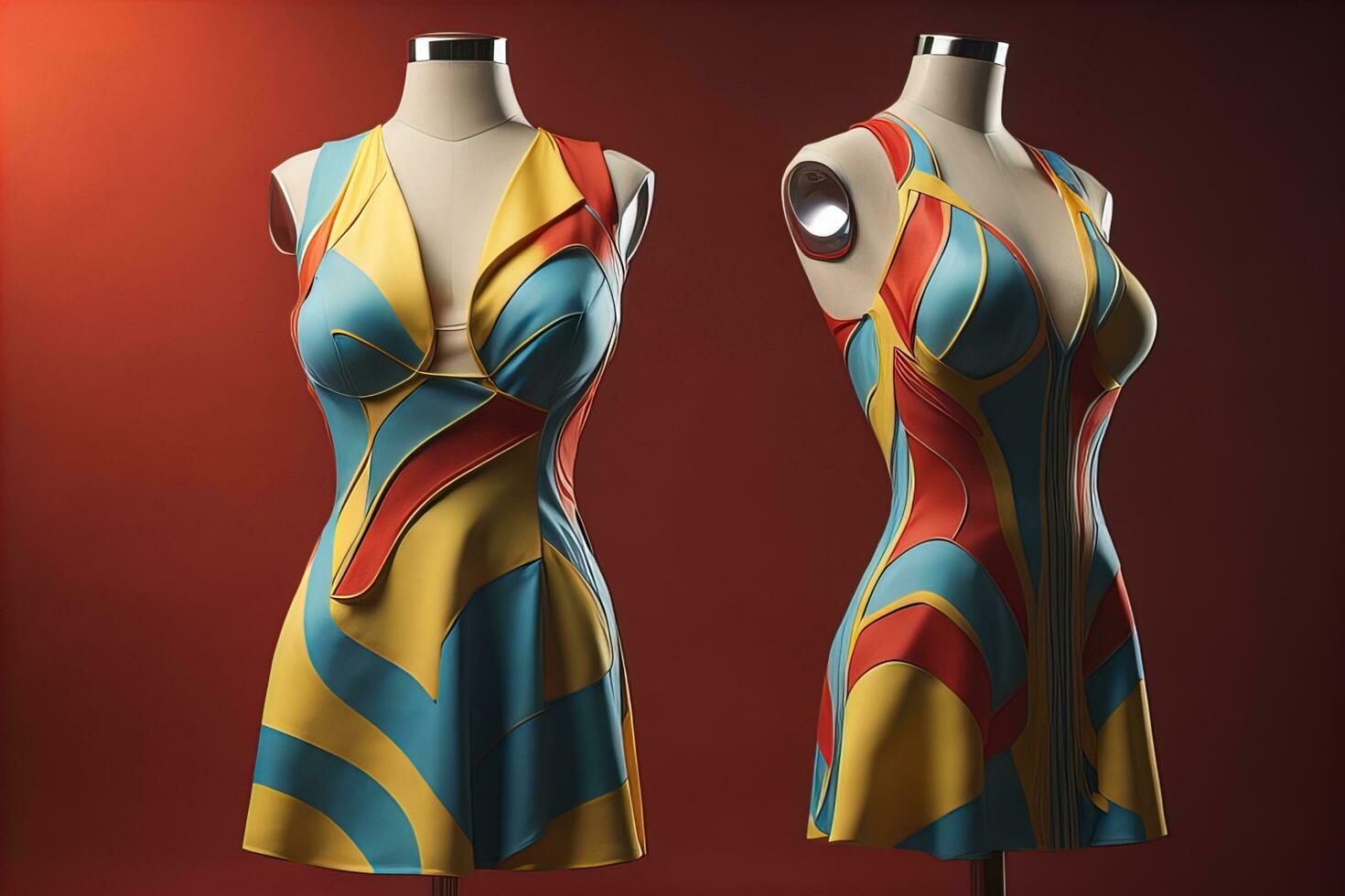 Women's dress on a mannequin in a fashion store. ai generative photo