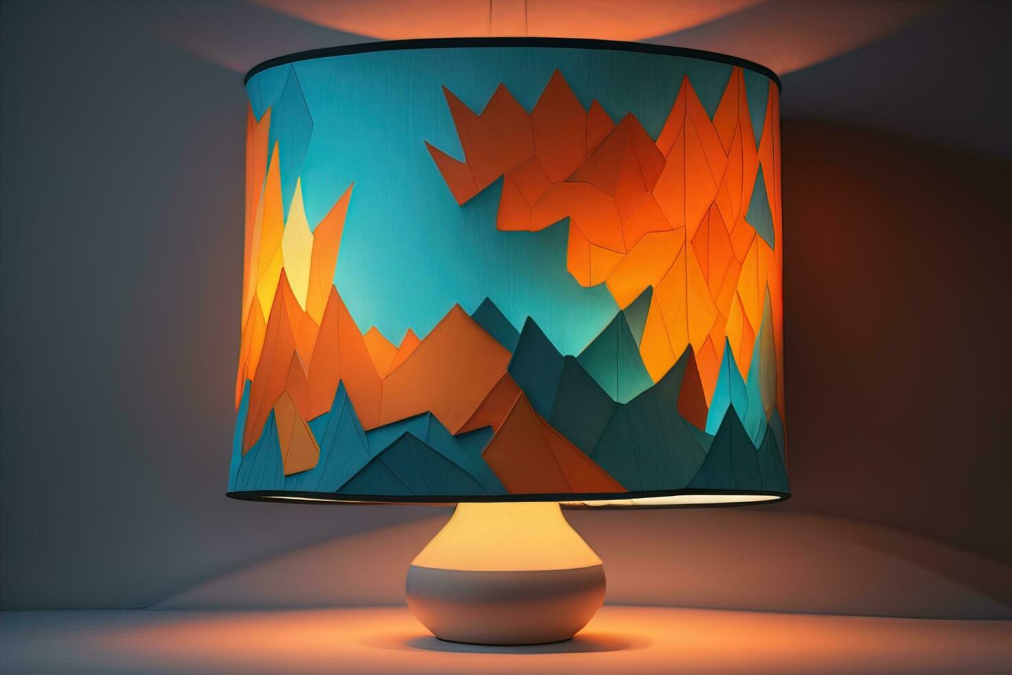 decorative table lamp on solid color background. ai generative photo