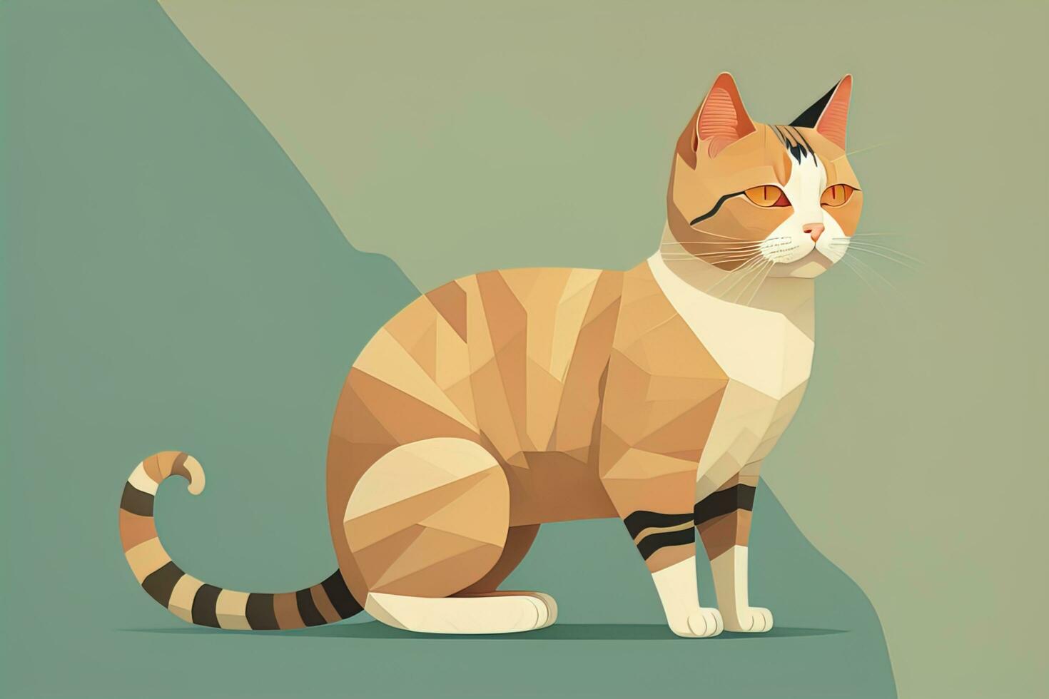 Cute cat sitting on the floor. Vector illustration in retro style. ai generative photo