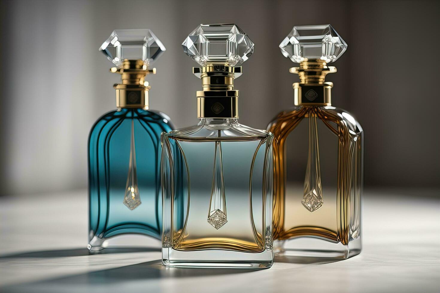 Creative and brandless Perfume bottle and flower on the wooden table, closeup. ai generative photo