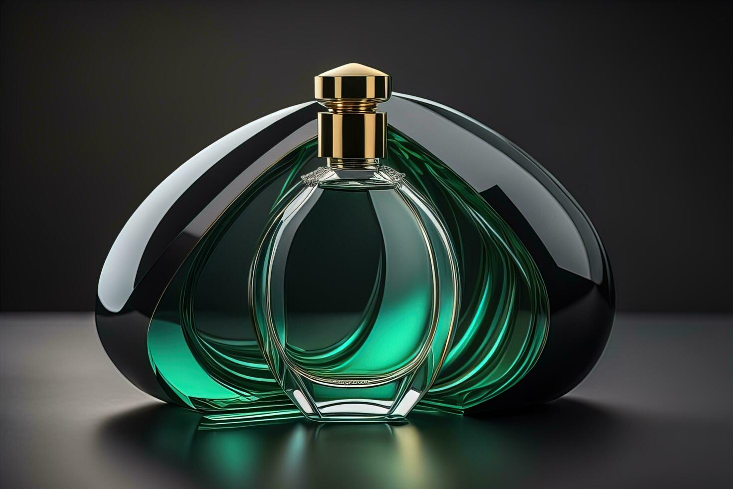 Creative and brandless Perfume bottle and flower on the wooden table, closeup. ai generative photo