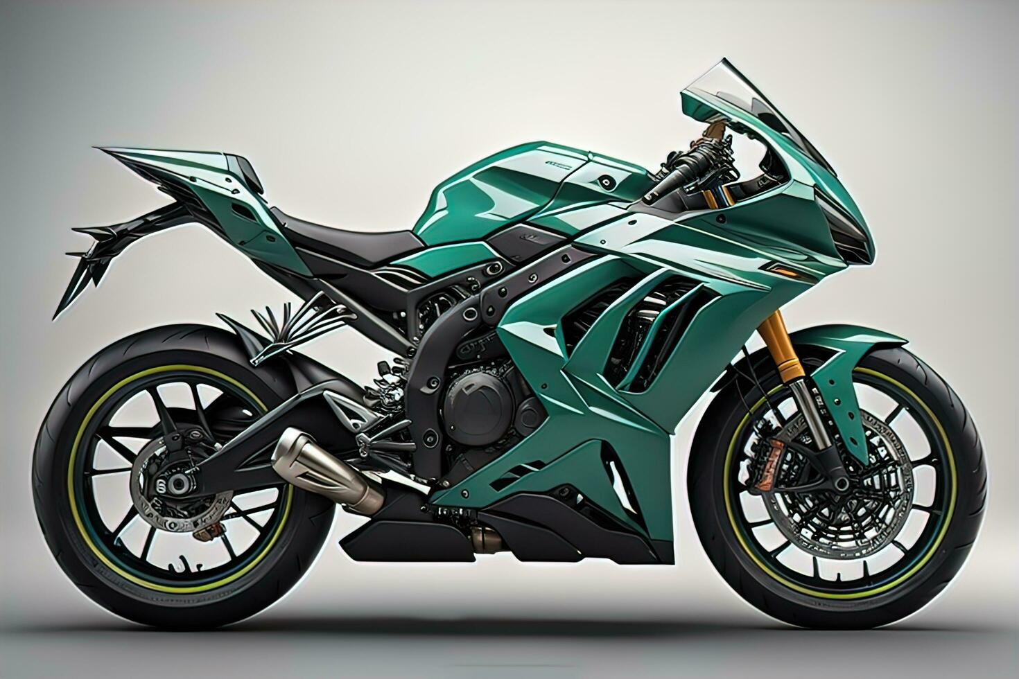 Modern powerful sports motorcycle on a colorful background. ai generative photo