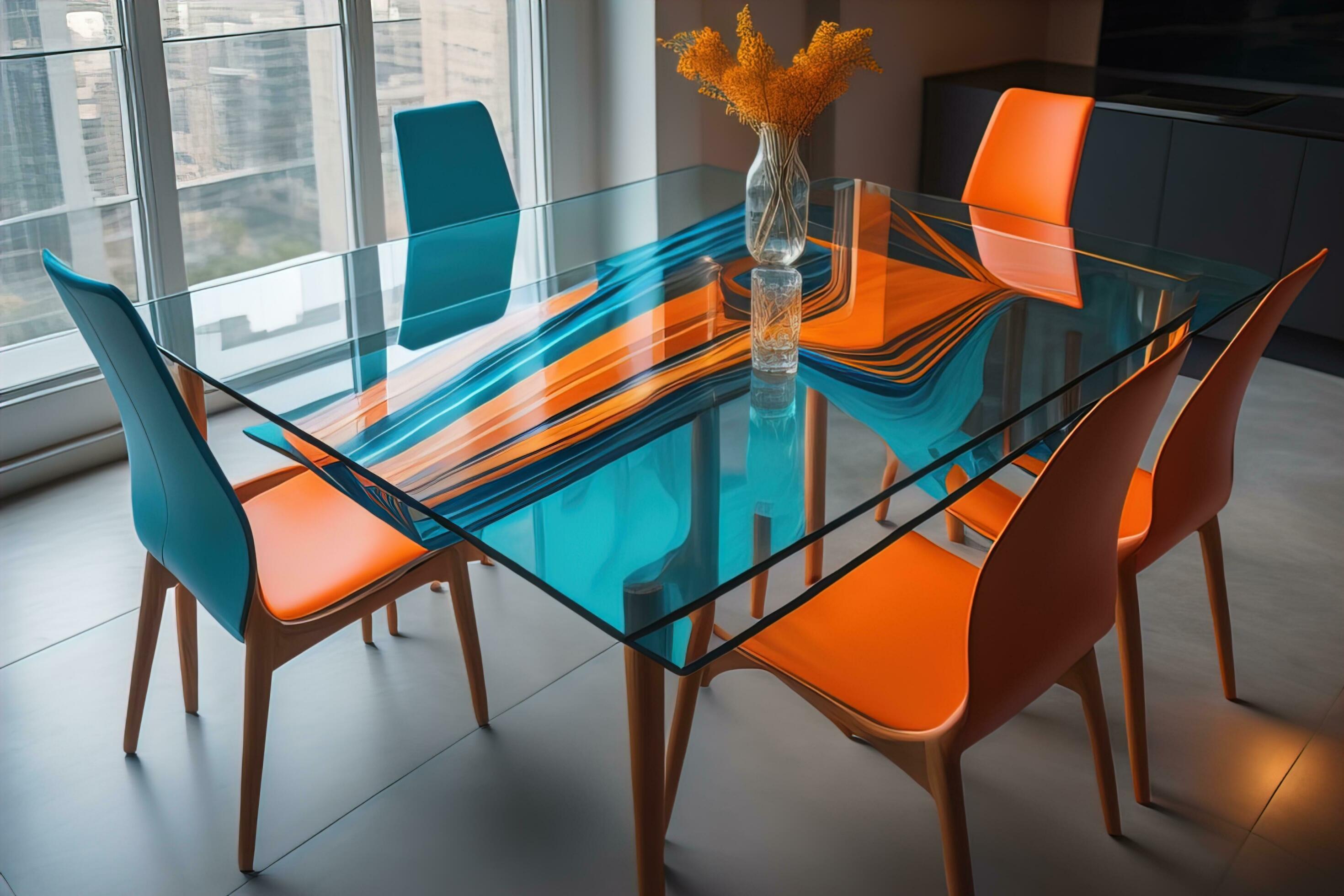 Interior of a living room with a glass table. ai generative 27061009