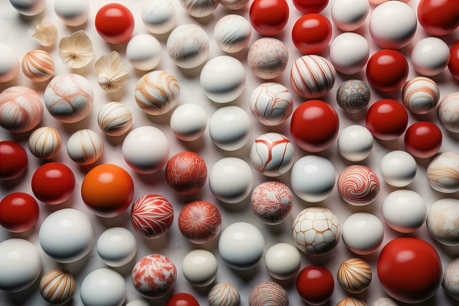 Colorful Variety of marbles as a background, top view, close up. ai generative photo