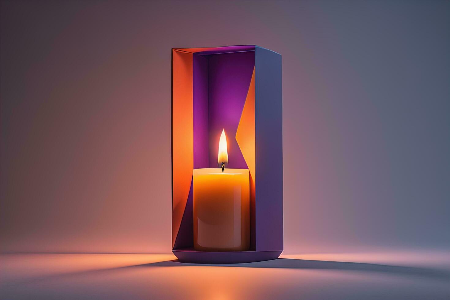 Creative burning candle on a wooden background. ai generative photo