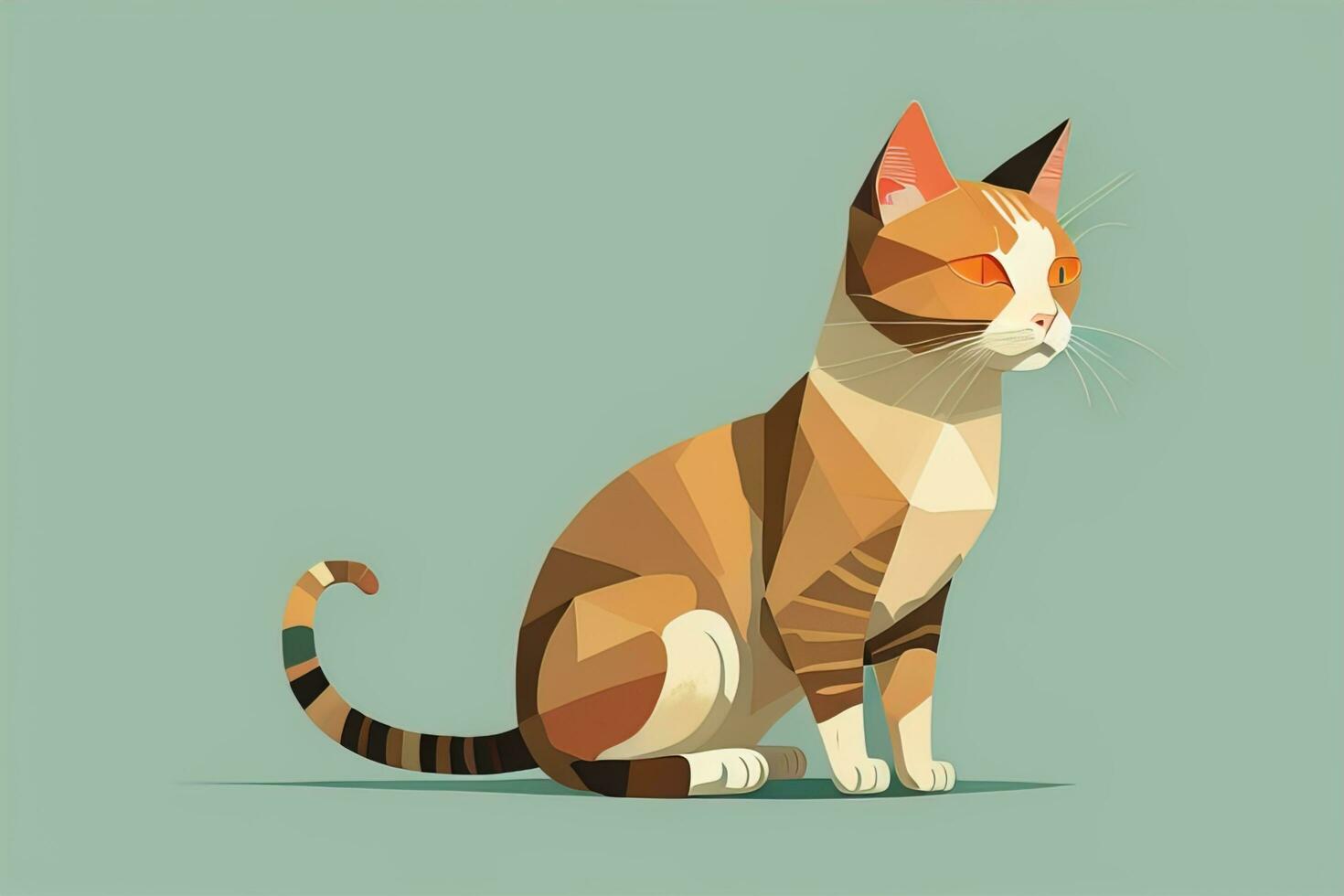 Cute cat sitting on the floor. Vector illustration in retro style. ai generative photo