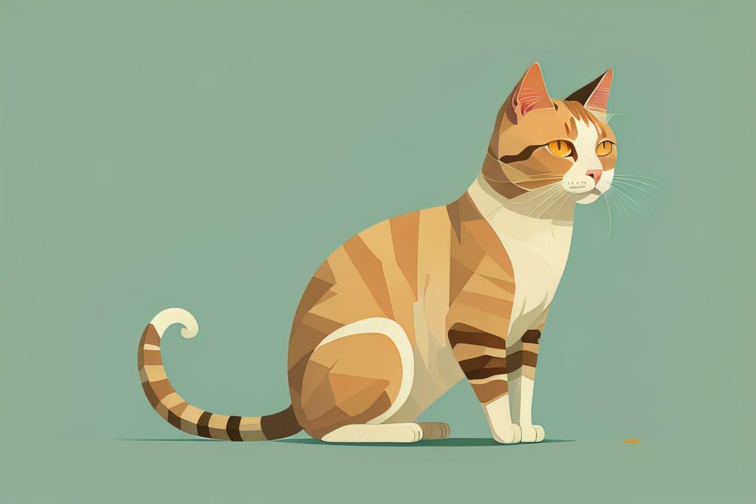 Cute cat sitting on the floor. Vector illustration in retro style. ai generative photo