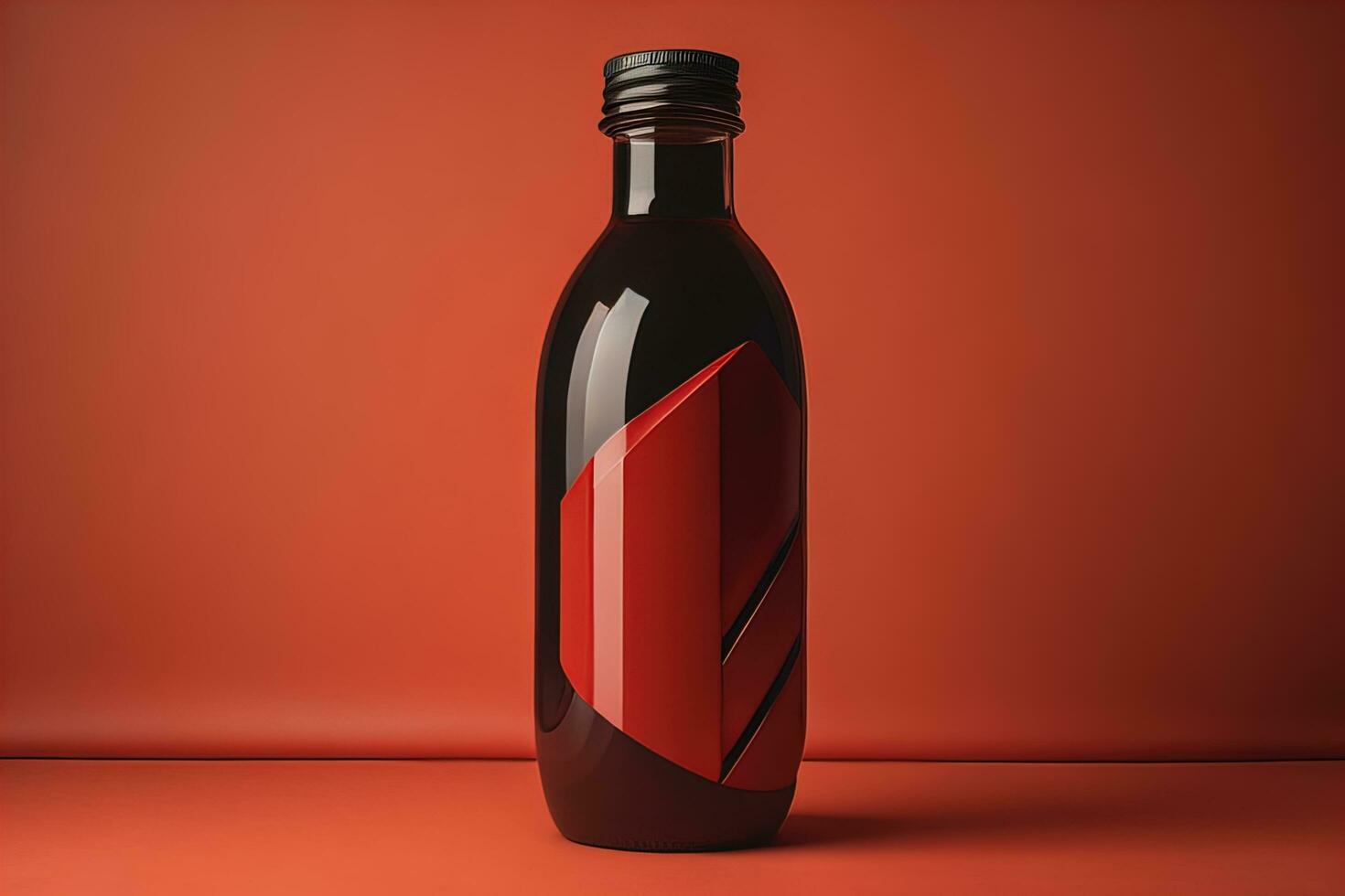 Bottle of water on solid color background. ai generative photo