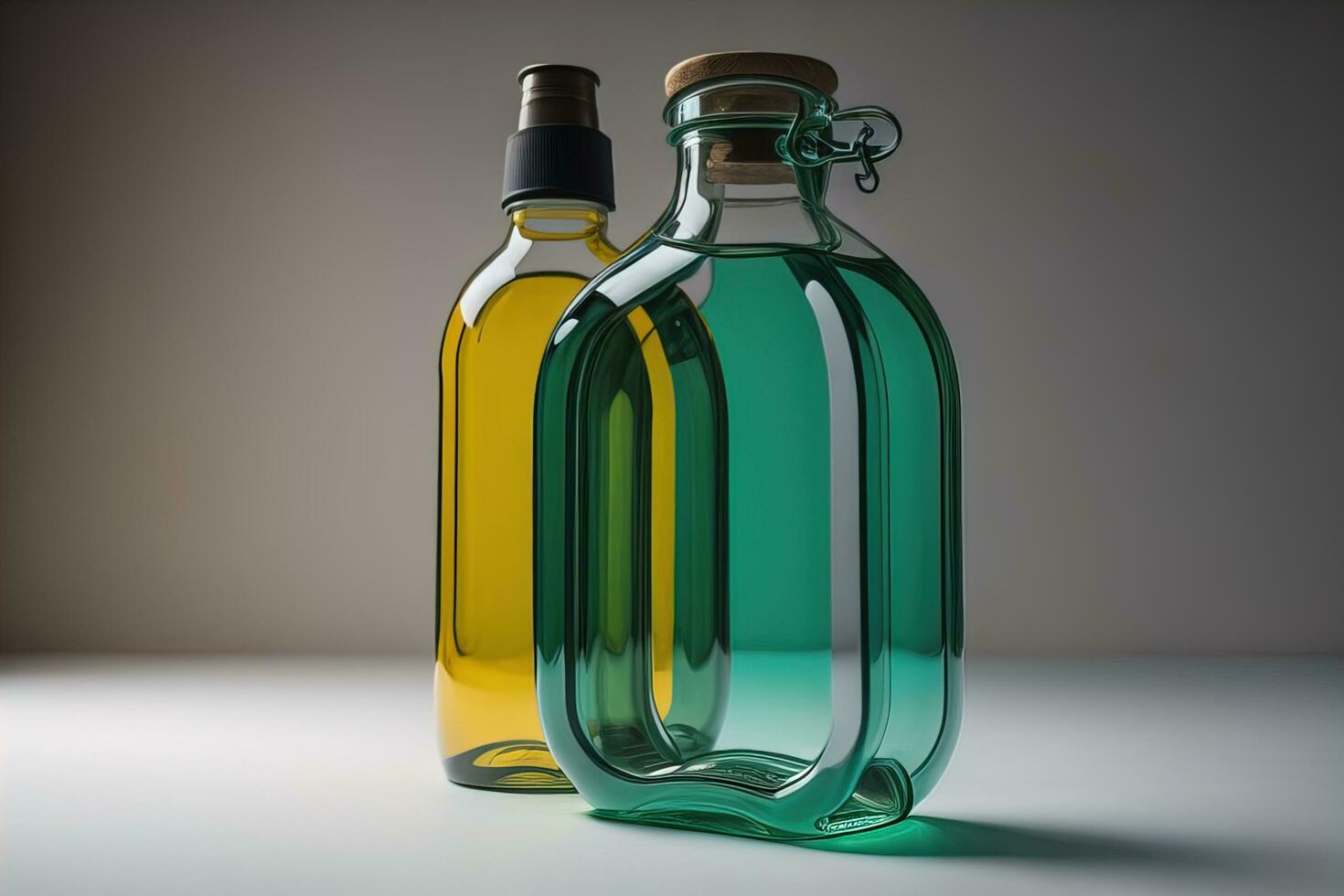 Bottle of water on solid color background. ai generative photo