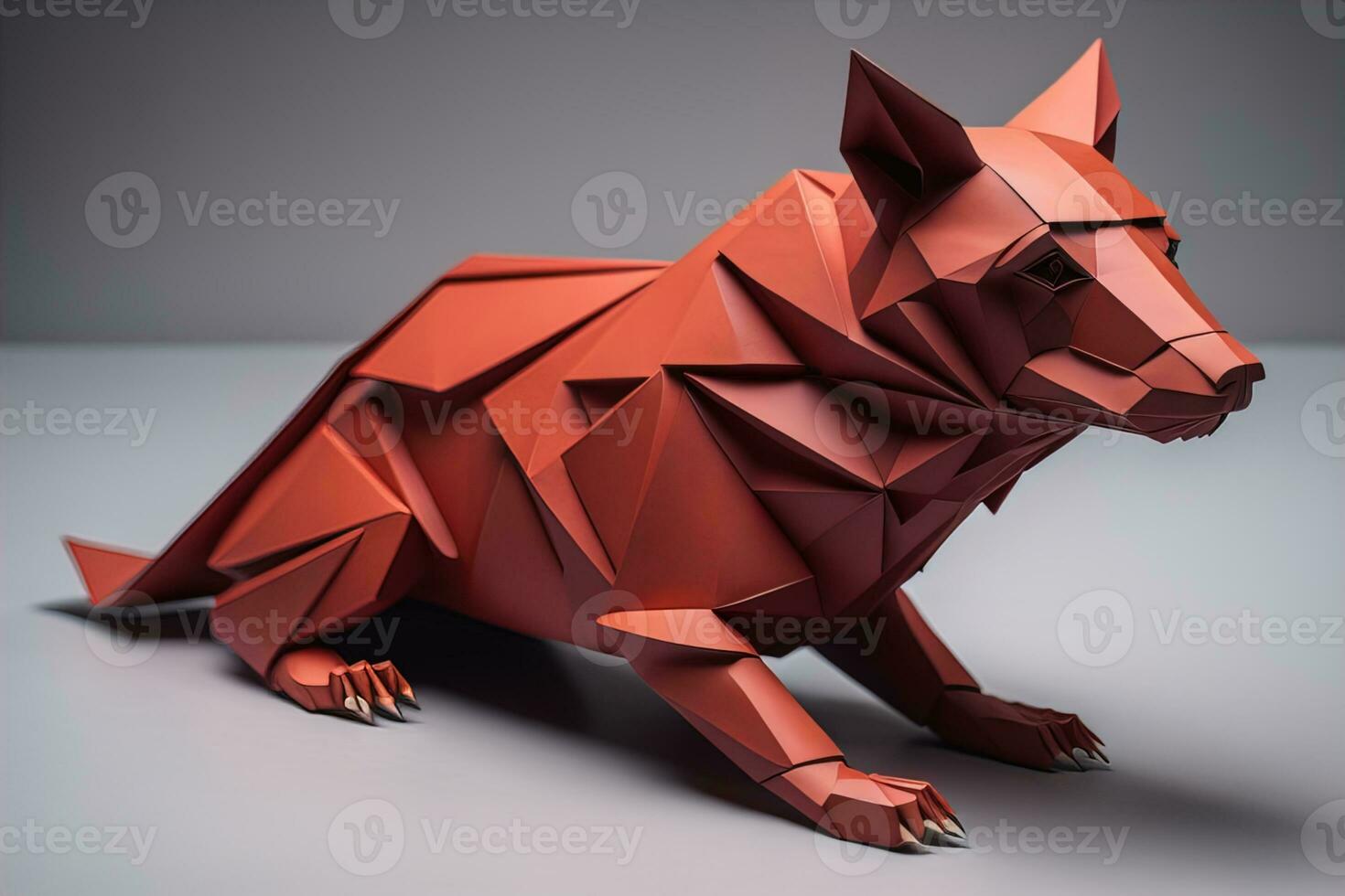 Paper origami animal isolated on solid color background. ai generative photo