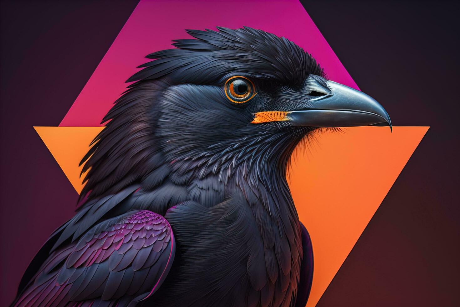 Close up portrait of a black raven, Corvus corax. ai generative photo