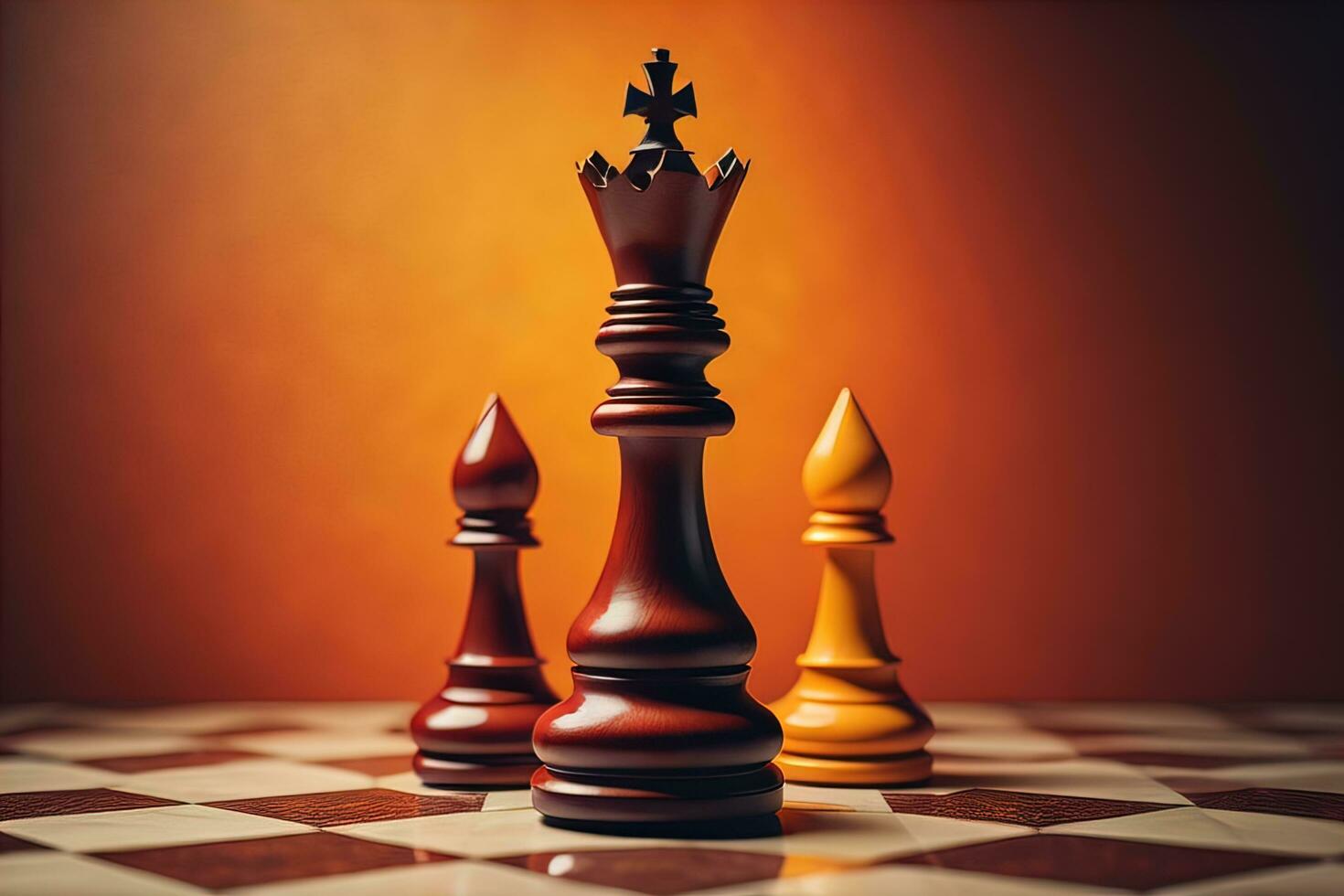 Different chess piece on a solid color background. ai generative photo