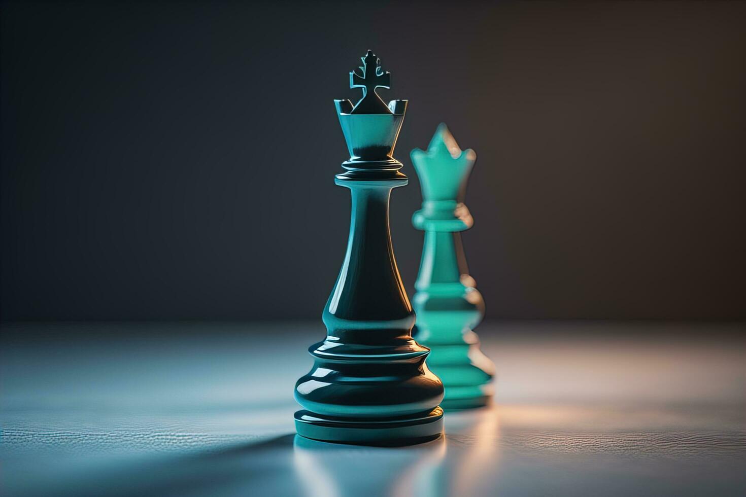 Different chess piece on a solid color background. ai generative photo