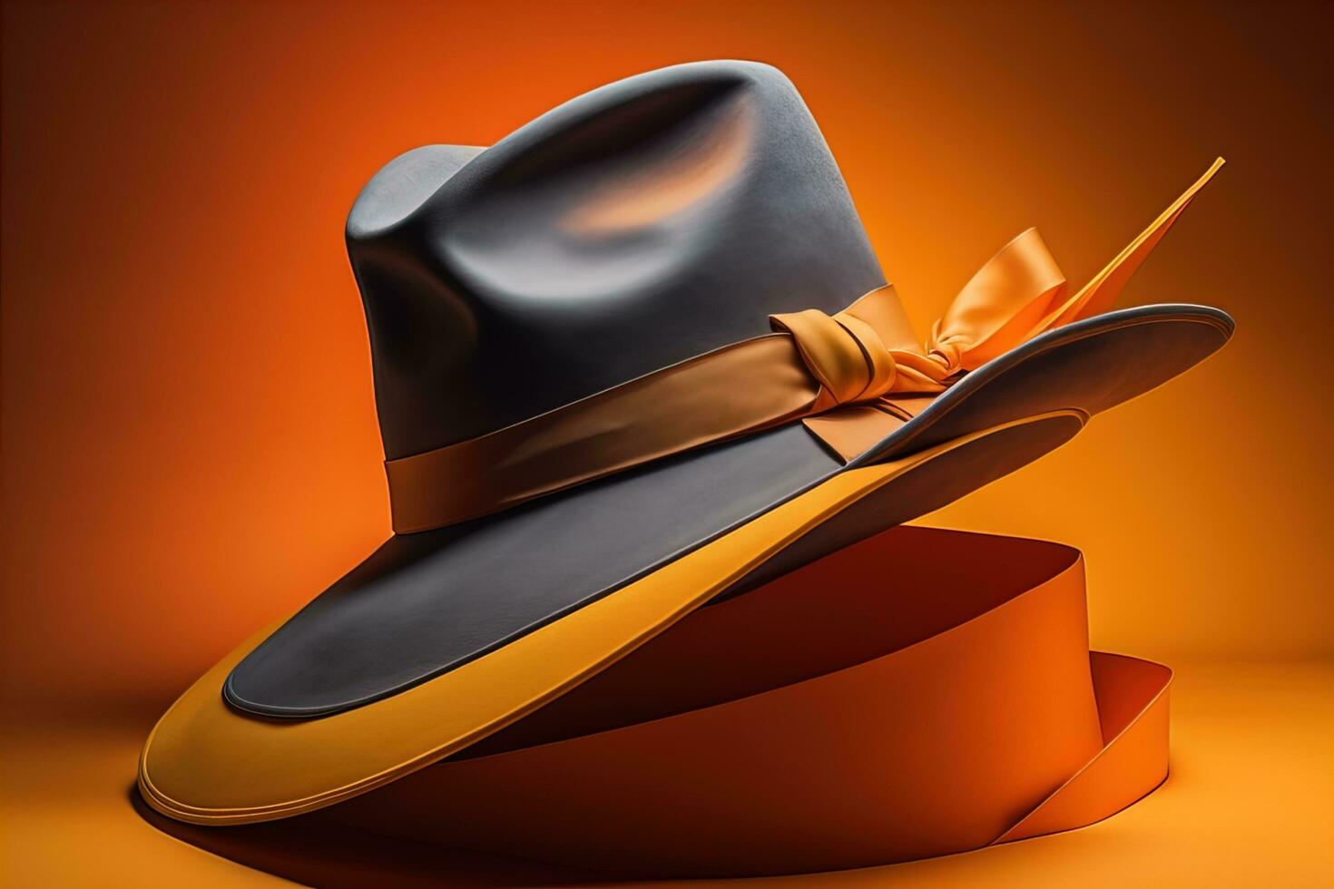 Fashionable hat on a solid color background. ai generative photo
